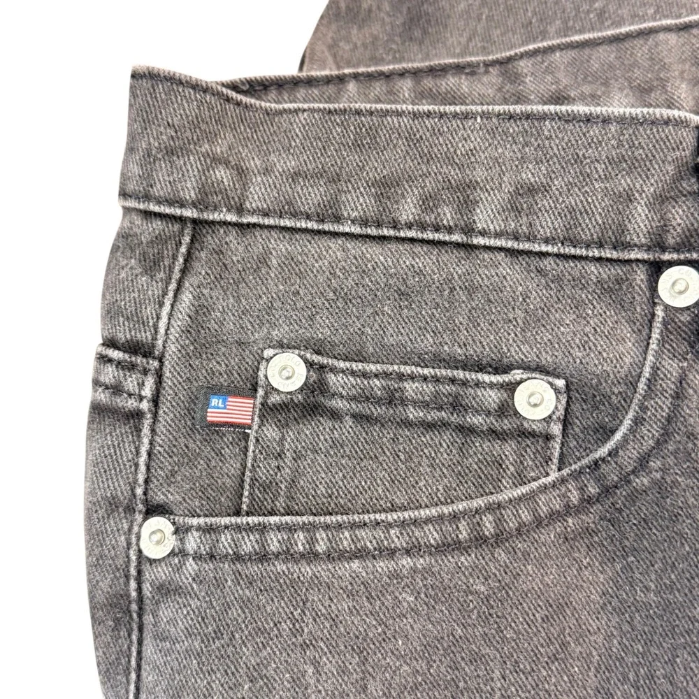 Vintage‎ Polo Jeans Company Straight Leg Mens 34x32 Faded Black Denim Jeans